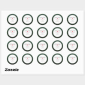 Green Red Heart-kerstretouradres Ronde Sticker (Vel)