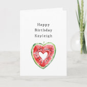 Green Red Heart Watermelon Birthday Kaart (Voorkant)