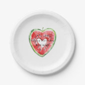 Green Red Heart Watermelon Birthday Papieren Bordje (Voorkant)