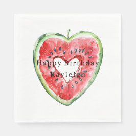 Green Red Heart Watermelon Birthday Servet