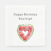 Green Red Heart Watermelon Birthday Servet (Voorkant)