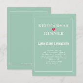 Green Red Heart Wedding Rehearsal Dinner Invites Kaart (Voorkant / Achterkant)