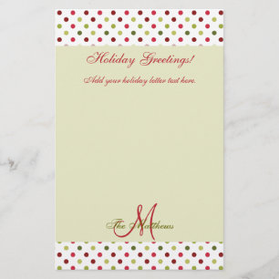 Green Red Holiday Letter Sjabloon   Polka Dots Briefpapier