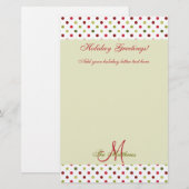 Green Red Holiday Letter Sjabloon | Polka Dots Briefpapier (Voorkant / Achterkant)