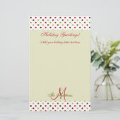 Green Red Holiday Letter Sjabloon | Polka Dots Briefpapier (Staand voorkant)