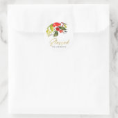 GREEN RED HOLY BERRY WATERVERF CHRISTMAS BLESSED RONDE STICKER (Tas)