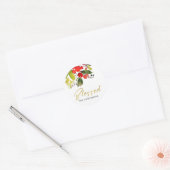 GREEN RED HOLY BERRY WATERVERF CHRISTMAS BLESSED RONDE STICKER (Envelop)