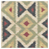 Green Red Ivory Ochre Ethnic Kijk Stof (Close Up)