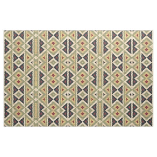 Green Red Ivory Ochre Ethnic Kijk Stof (Fat Quarter)
