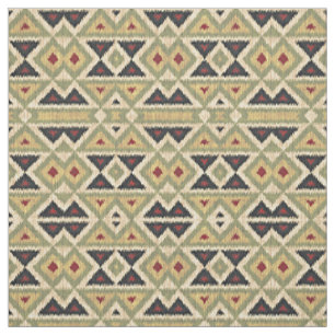 Green Red Ivory Ochre Ethnic Kijk Stof