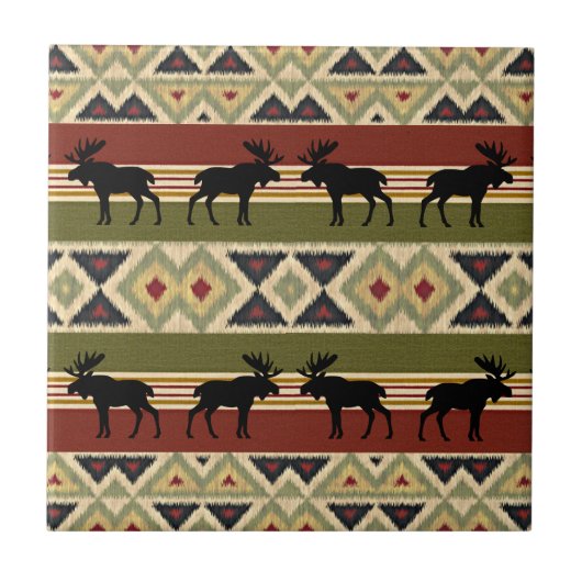 Green Red Ivory Ochre Ethnic Kijk Tegeltje (Voorkant)