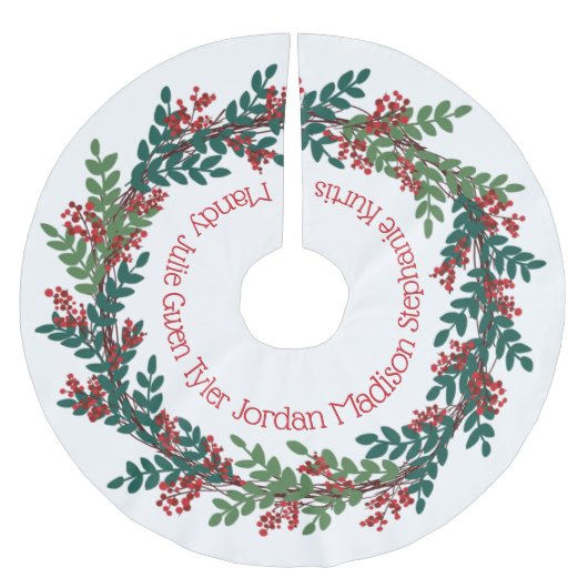 Green Red Kerstmis Wreated Family Names Kerstboom Rok (Voorkant)