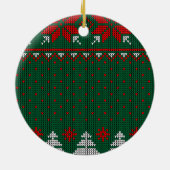 Green & Red Knit Sweater Pattern Photo Keramisch Ornament (Achterkant)