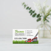 Green Red Lawn Mower Landscaping Service Visitekaartje (Staand voorkant)