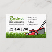 Green Red Lawn Mower Landscaping Service Visitekaartje (Voorkant)