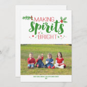 Green & Red Making Spirits Bright 2015 Vakantie Feestdagenkaart (Voorkant / Achterkant)