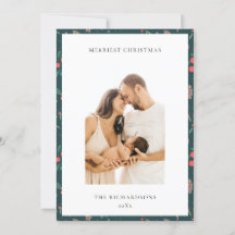 Green Red Merriest Kerstmis Floral Foto