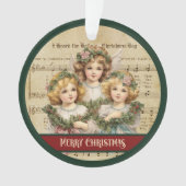 Green Red Merry Christmas Ornament Angel Keepsake (voorkant)