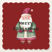 Green Red Merry Christmas Santa Kartonnen Onderzetters (Voorkant)