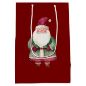 Green Red Merry Christmas Santa Medium Cadeauzakje (Achterkant)