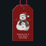 Green Red Merry Christmas Snowman Cadeaulabel<br><div class="desc">rood groen vrolijke kerst Sneeuwman</div>