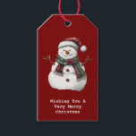 Green Red Merry Christmas Snowman Cadeaulabel<br><div class="desc">rood groen vrolijke kerst Sneeuwman</div>
