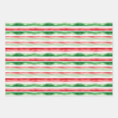 Green Red Merry Christmas Stripes Stippen Inpakpapier Vel (Voorkant 3)