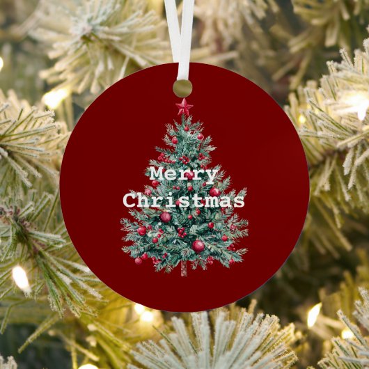 Green Red Merry Christmas Tree Santa (op de achter Metalen Ornament (Insitu)