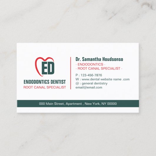 Green Red Modern Formal Branding Dental Visitekaartje (Voorkant)