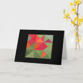 Green Red Oranje Quilt Square Note Kaart (Gele Bloem)