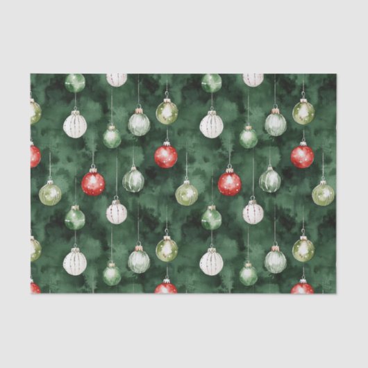 Green Red Ornaments Christmas Tissuepapier (Voorkant)