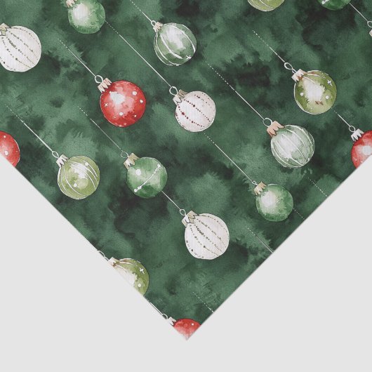 Green Red Ornaments Christmas Tissuepapier (Detail)