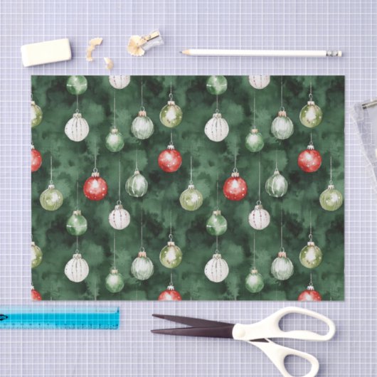 Green Red Ornaments Christmas Tissuepapier (Craft)