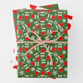 Green Red Pickleball Kerstmis Ho Ho Snowflake Inpakpapier Vel (In situ)