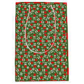 Green Red Pickleball Kerstmis Ho Ho Snowflake Medium Cadeauzakje (Voorkant)
