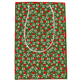 Green Red Pickleball Kerstmis Ho Ho Snowflake Medium Cadeauzakje