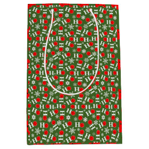 Green Red Pickleball Kerstmis Ho Ho Snowflake Medium Cadeauzakje