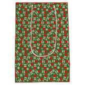 Green Red Pickleball Kerstmis Ho Ho Snowflake Medium Cadeauzakje (Achterkant)