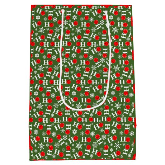 Green Red Pickleball Kerstmis Ho Ho Snowflake Medium Cadeauzakje (Achterkant)