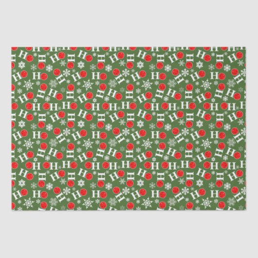 Green Red Pickleball Kerstmis Ho Ho Snowflake Tissuepapier (Voorkant)