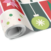 Green Red Pink Geometric Modern Christmas Wrapping Cadeaupapier (Rol Hoek)