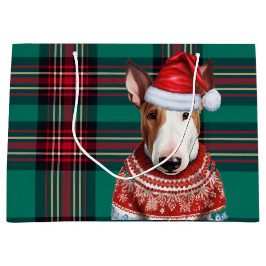 Green Red Plaid Bull Terrier Hondenliefhebber Vaka Groot Cadeauzakje (Voorkant)