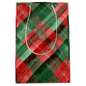 Green & Red Plaid Christmas Gift Bag Medium Cadeauzakje (Voorkant)