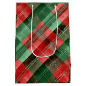 Green & Red Plaid Christmas Gift Bag Medium Cadeauzakje (Achterkant)