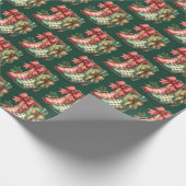 Green Red Plaid Cowboylaarzen Western Kerst Cadeaupapier (Hoek)