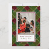 Green Red Plaid Lijst Vrolijk Kerstfeest Feestdagenkaart (Voorkant)