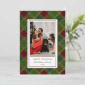 Green Red Plaid Lijst Vrolijk Kerstfeest Feestdagenkaart (Staand voorkant)