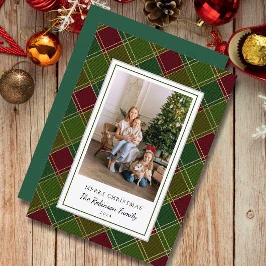 Green Red Plaid Lijst Vrolijk Kerstfeest Feestdagenkaart