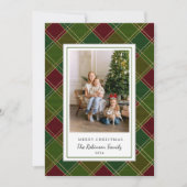 Green Red Plaid Lijst Vrolijk Kerstfeest Feestdagenkaart (Voorkant)