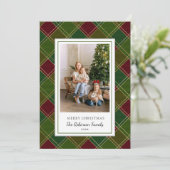 Green Red Plaid Lijst Vrolijk Kerstfeest Feestdagenkaart (Staand voorkant)